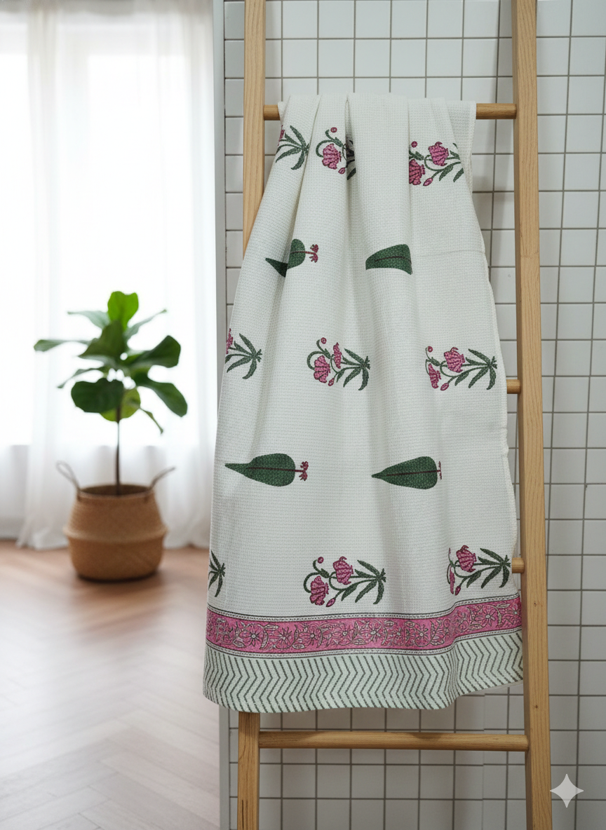 Handblock Waffle Bath Towel