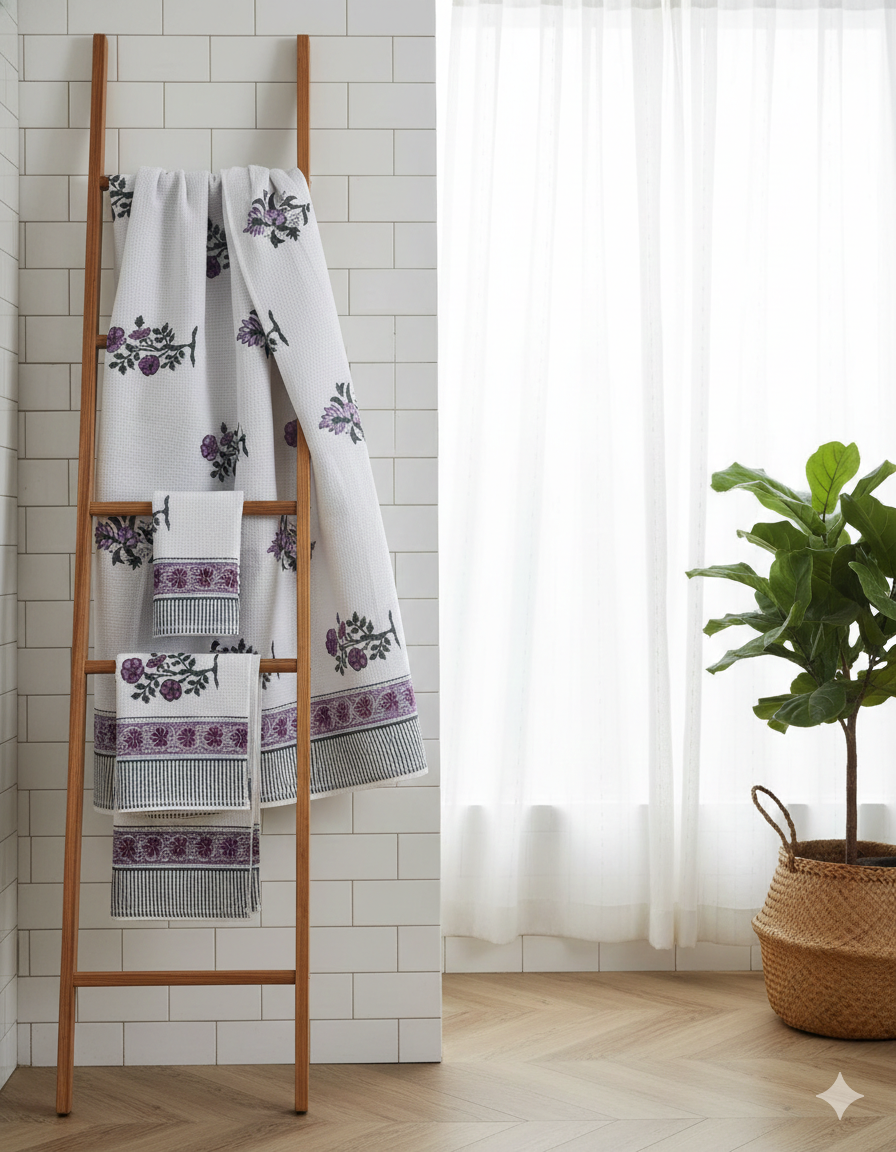 Handblock Waffle Towel Set (3 pcs)