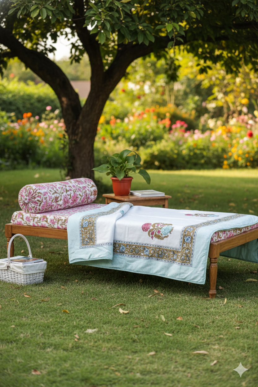 Original Handblock Reversible Single Size AC Dohar – 2 Piece Set