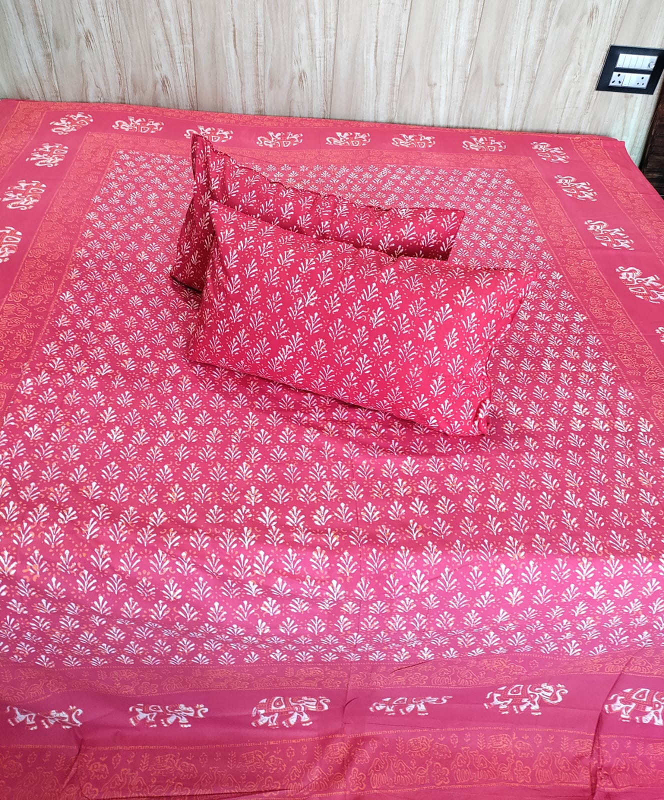 Heritage Handblock Print Pure Cotton Double Bedsheet Set