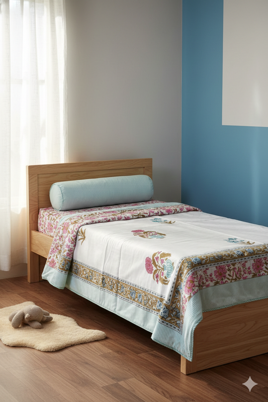 Original Handblock Reversible Single Size AC Dohar – 2 Piece Set