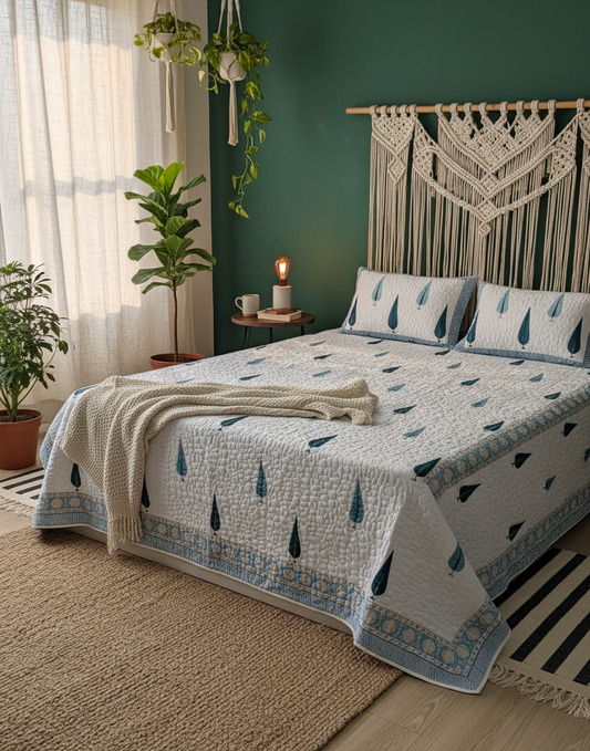 Cozy Coral Quilted Bedcover