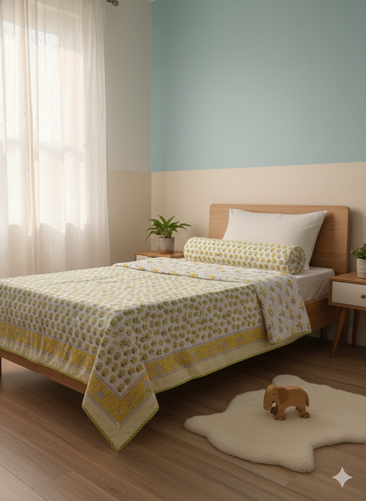 Original Handblock Reversible Single Size AC Dohar – 2 Piece Set