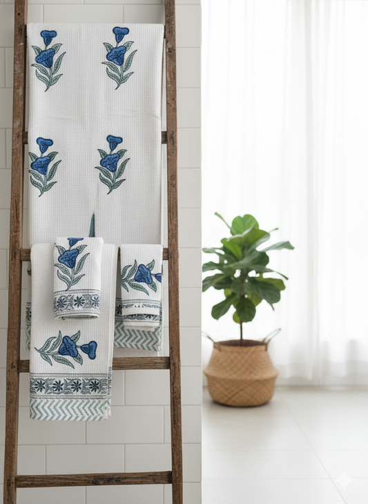 Handblock Waffle Towel Set (3 pcs)