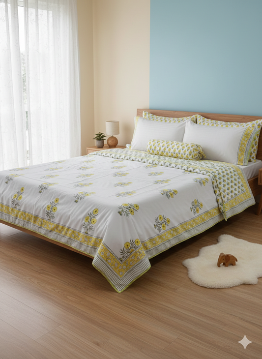 Handblock King Size Premium AC Mulmul Double Reversible Dohar