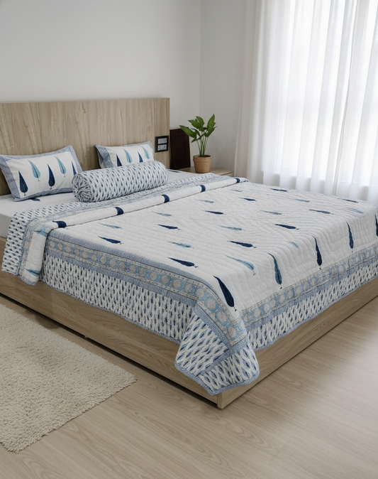 Patti Hand-Block Printed Mulmul Double Reversible Quilt