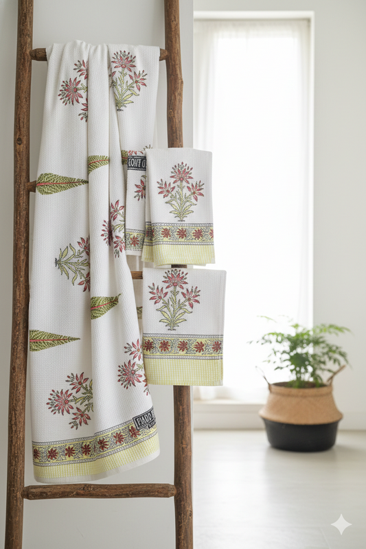 Handblock Waffle Towel Set (3 pcs)