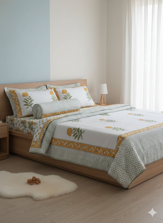 Handblock King Size Premium AC Mulmul Double Reversible Dohar