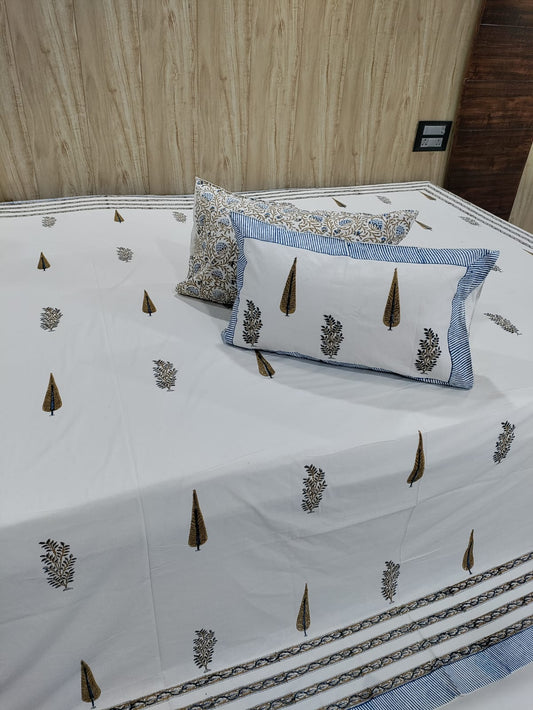 Handblock Super King Patti Bedsheet