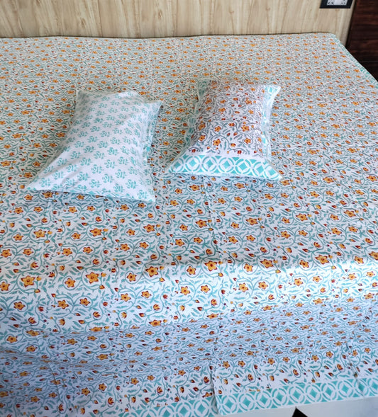 Handblock Double Pink Panijal Bedsheet