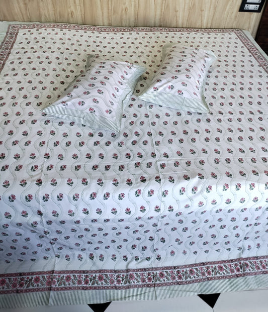 Handblock Double Bageecha Bedsheet