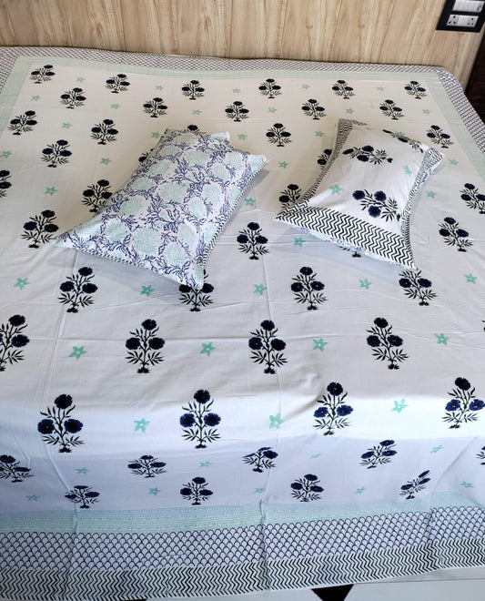Handblock Double Neelambar Bedsheet