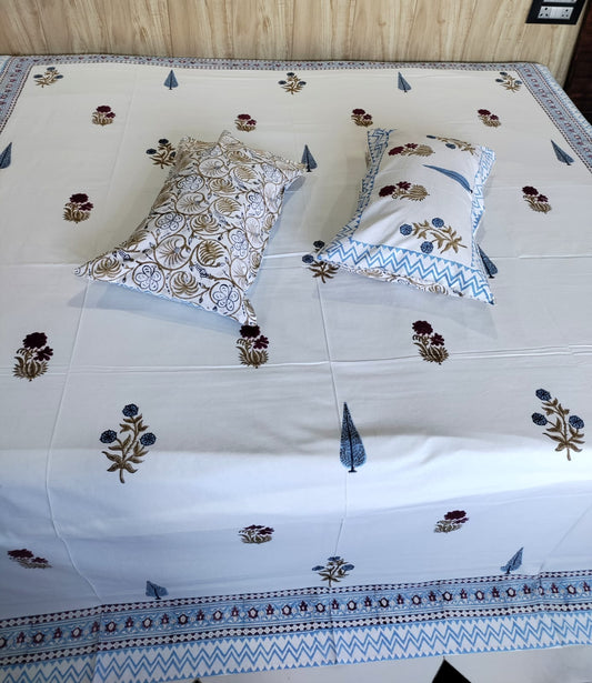 Handblock Double Soorajmukhi Bedsheet