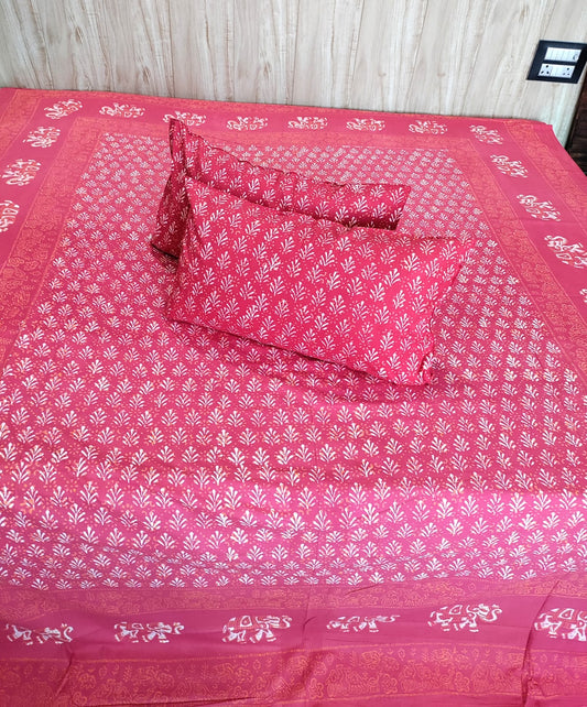 Heritage Handblock Print Pure Cotton Double Bedsheet Set