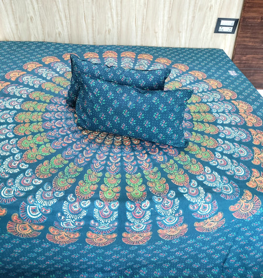 Celestial Mandala Handblock Cotton Double Bedsheet