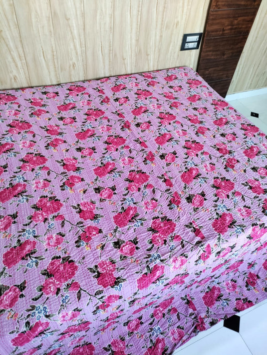 Katha Bedcover - Pink Floral